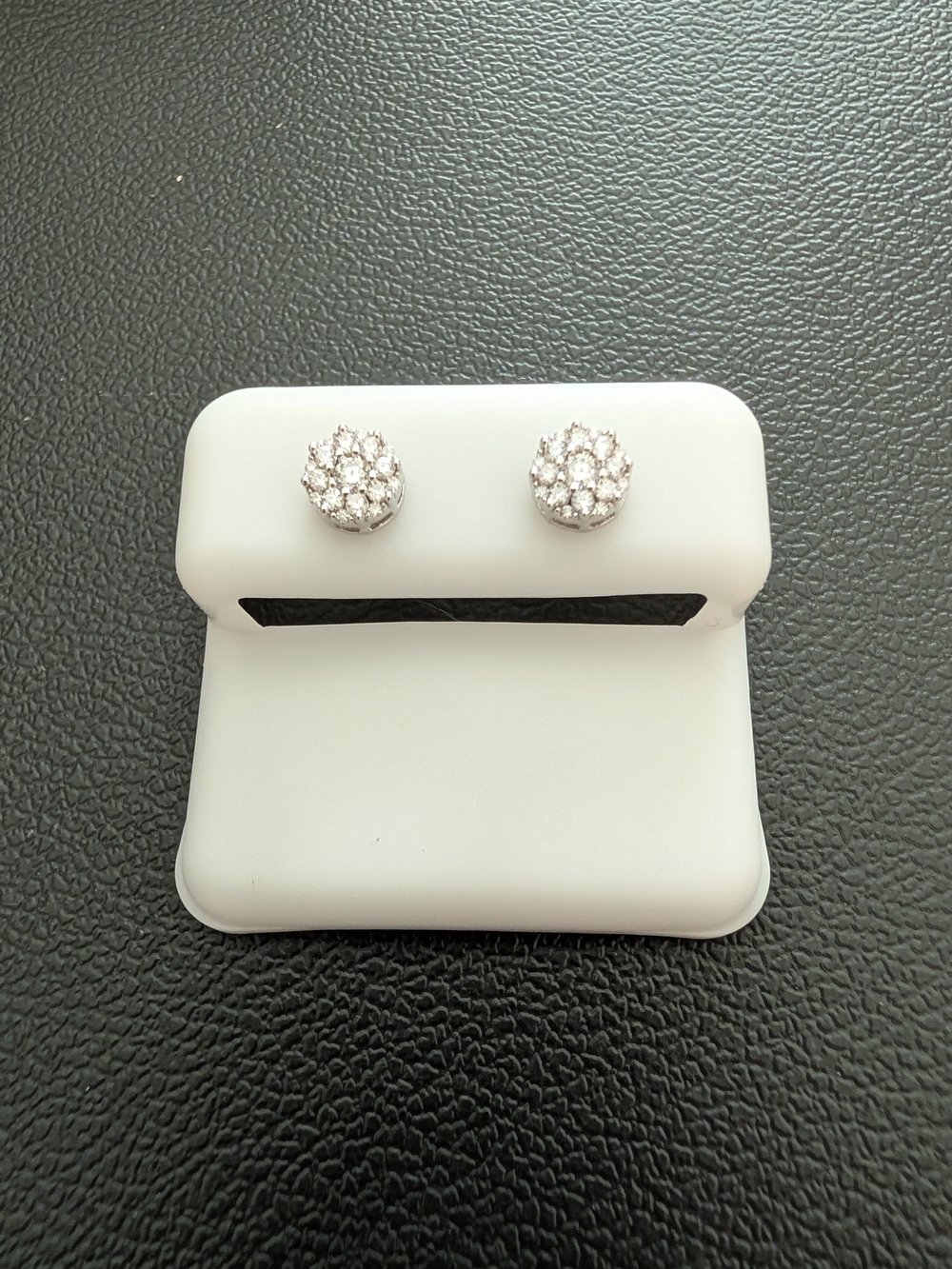 Dainty Silver Moissanite Cluster Stud Earrings - White, New